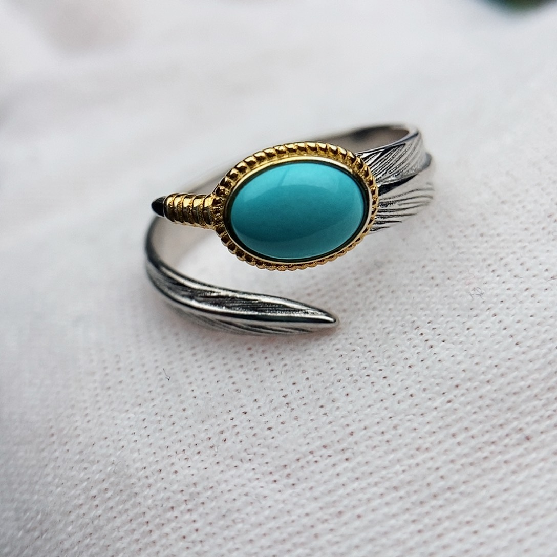 绿松石戒指银S925镶嵌