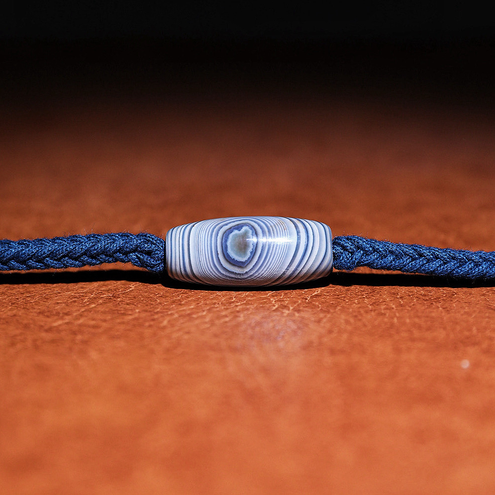 蓝沁缠丝玛瑙珠子