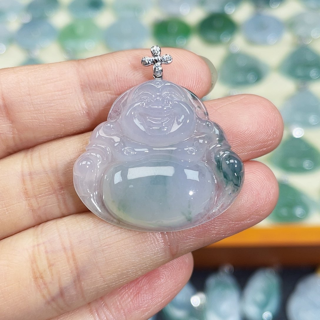 翡翠颈饰18K金镶嵌吊坠