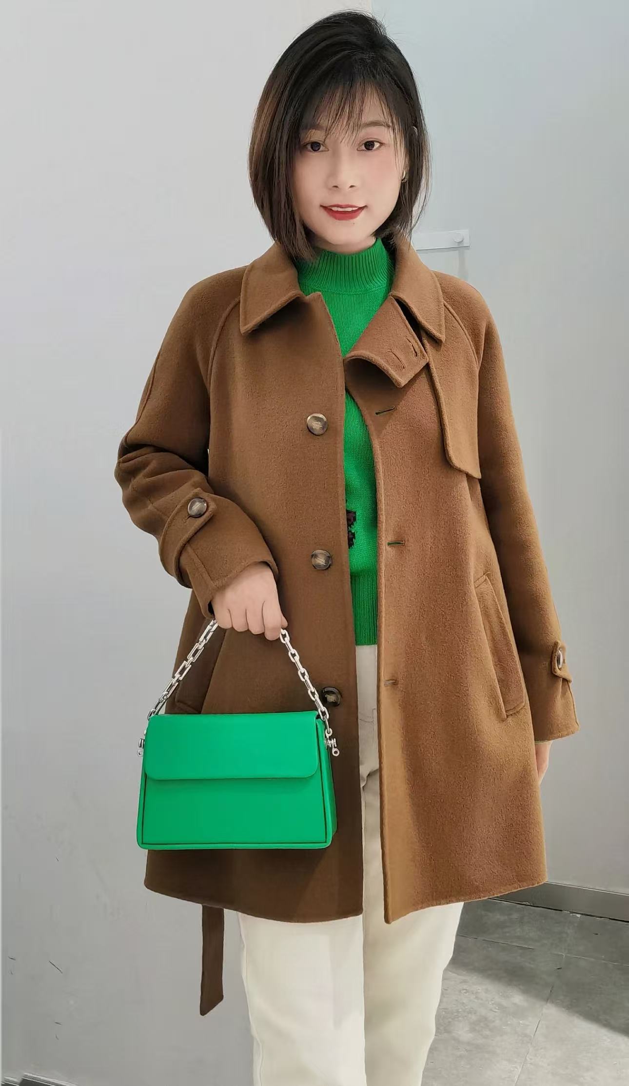 村上系列【CS】2025秋赫本风小个子双面呢羊毛大衣