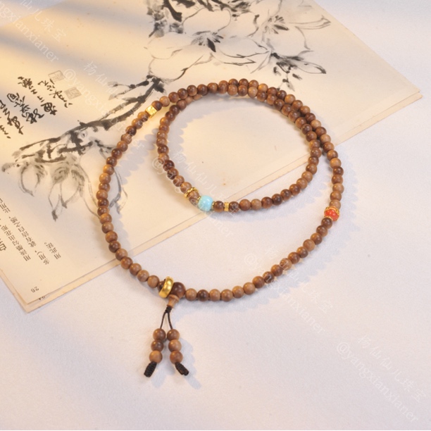 【杨仙仙珠宝】18K金镶嵌老山檀多宝手串（6mm+）-5233