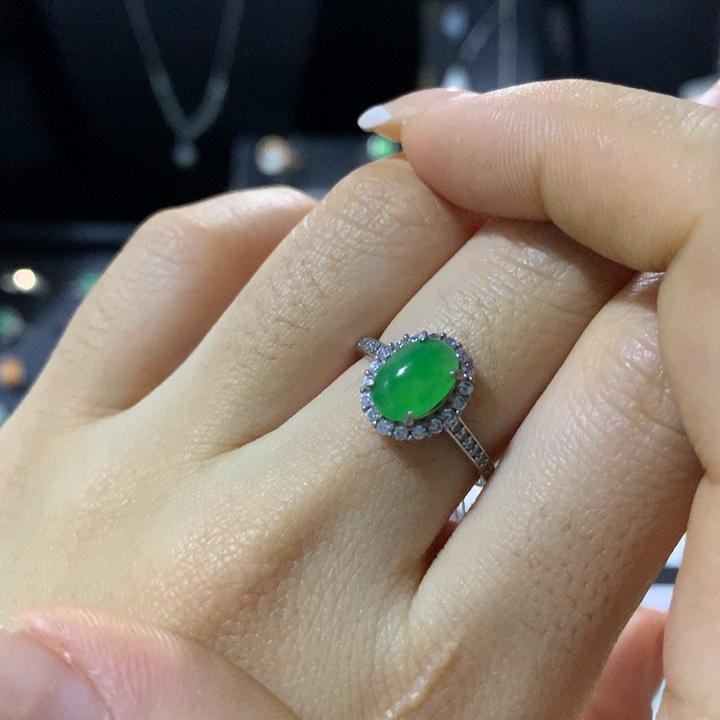翡翠银S925镶嵌戒指