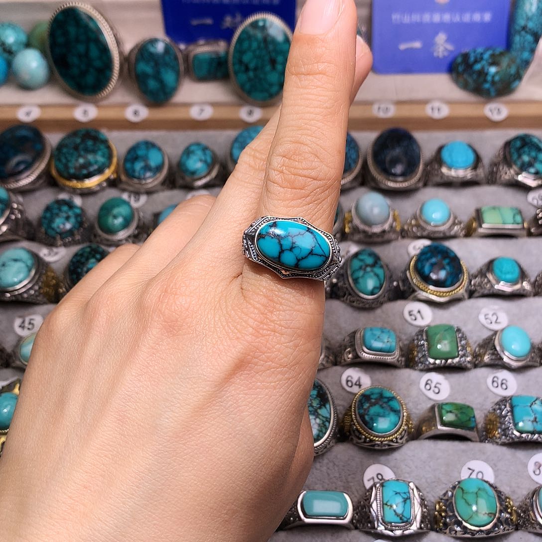 绿松石挂件银S925镶嵌