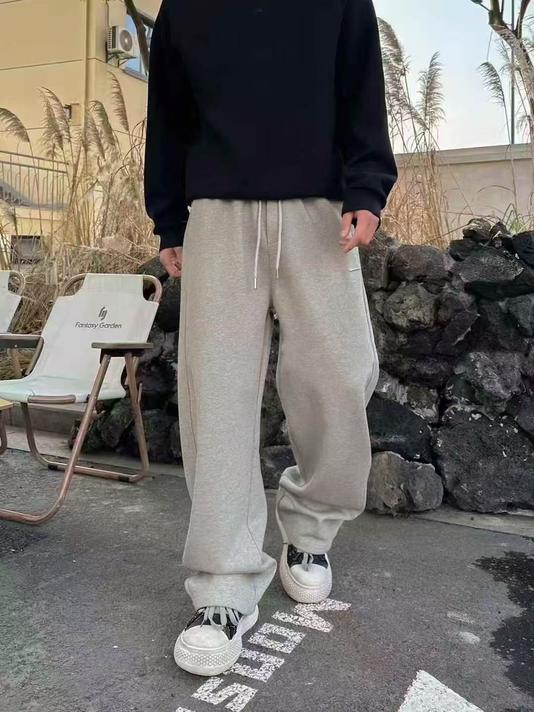 2025男生时尚百搭宽潮流松休闲裤直筒阔腿个性休闲卫裤宽松