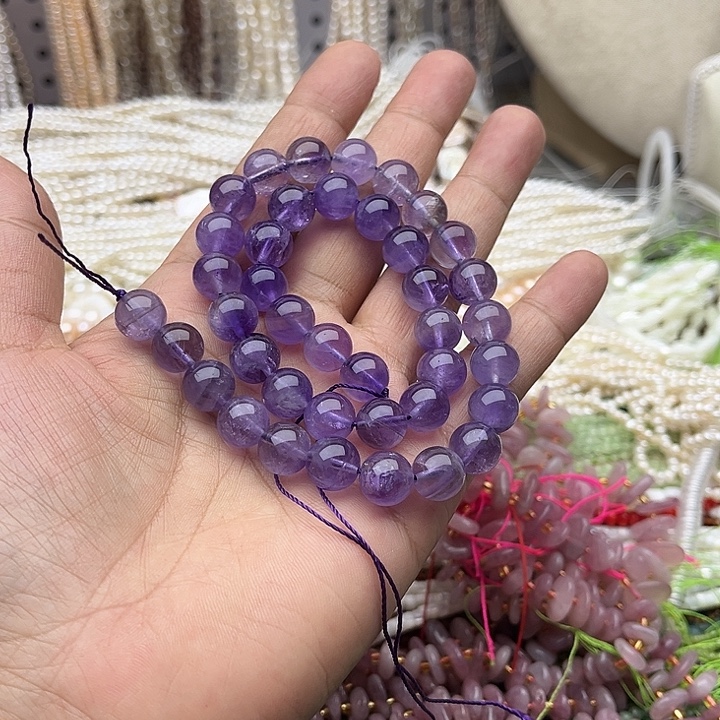 玛瑙/玉髓未镶嵌珠宝半成品一条10mm左右薰衣草