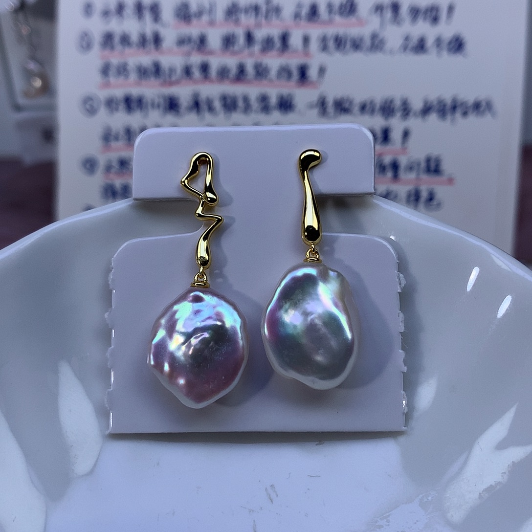 淡水珍珠银S925镶嵌耳饰特价4723