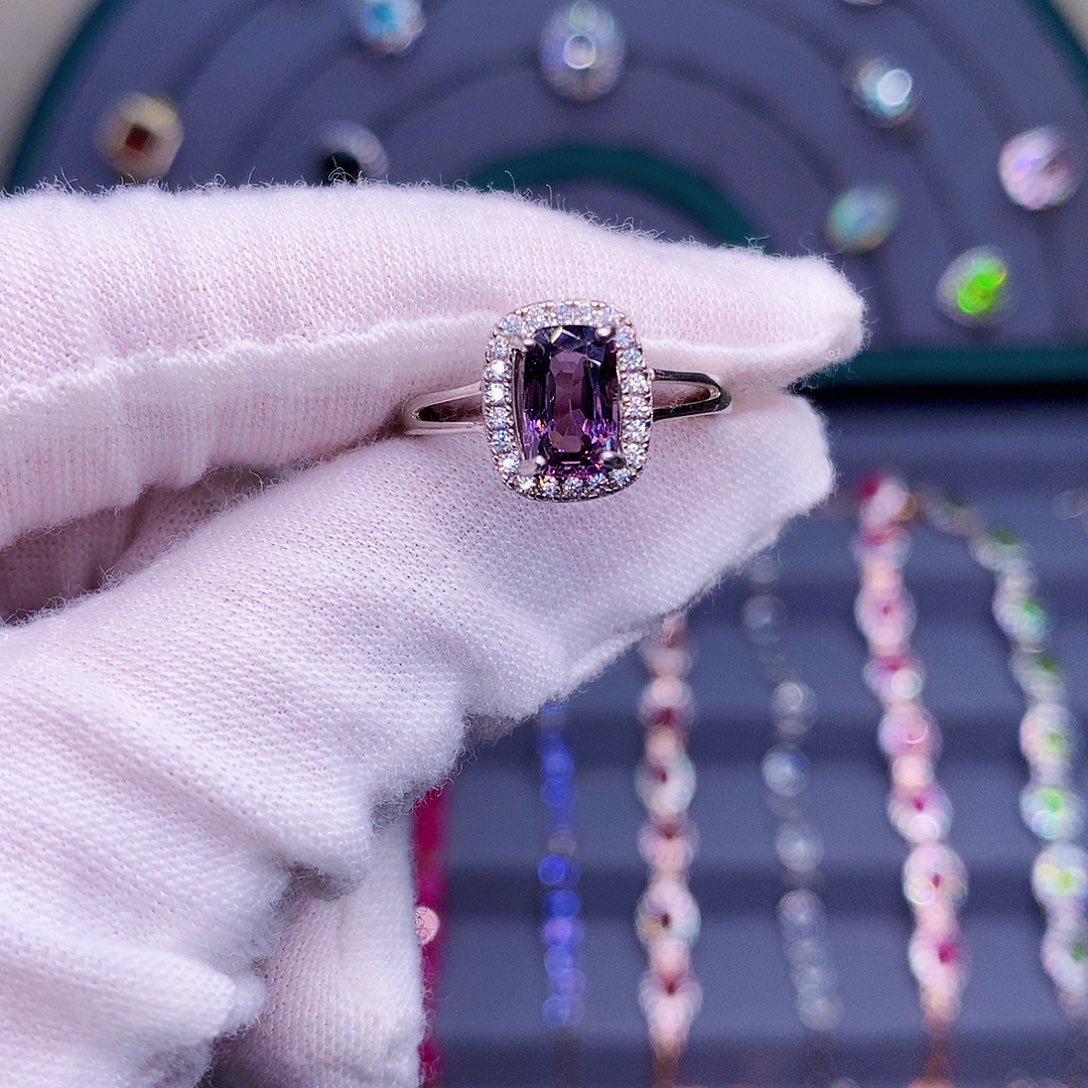 尖晶石戒指银S925镶嵌