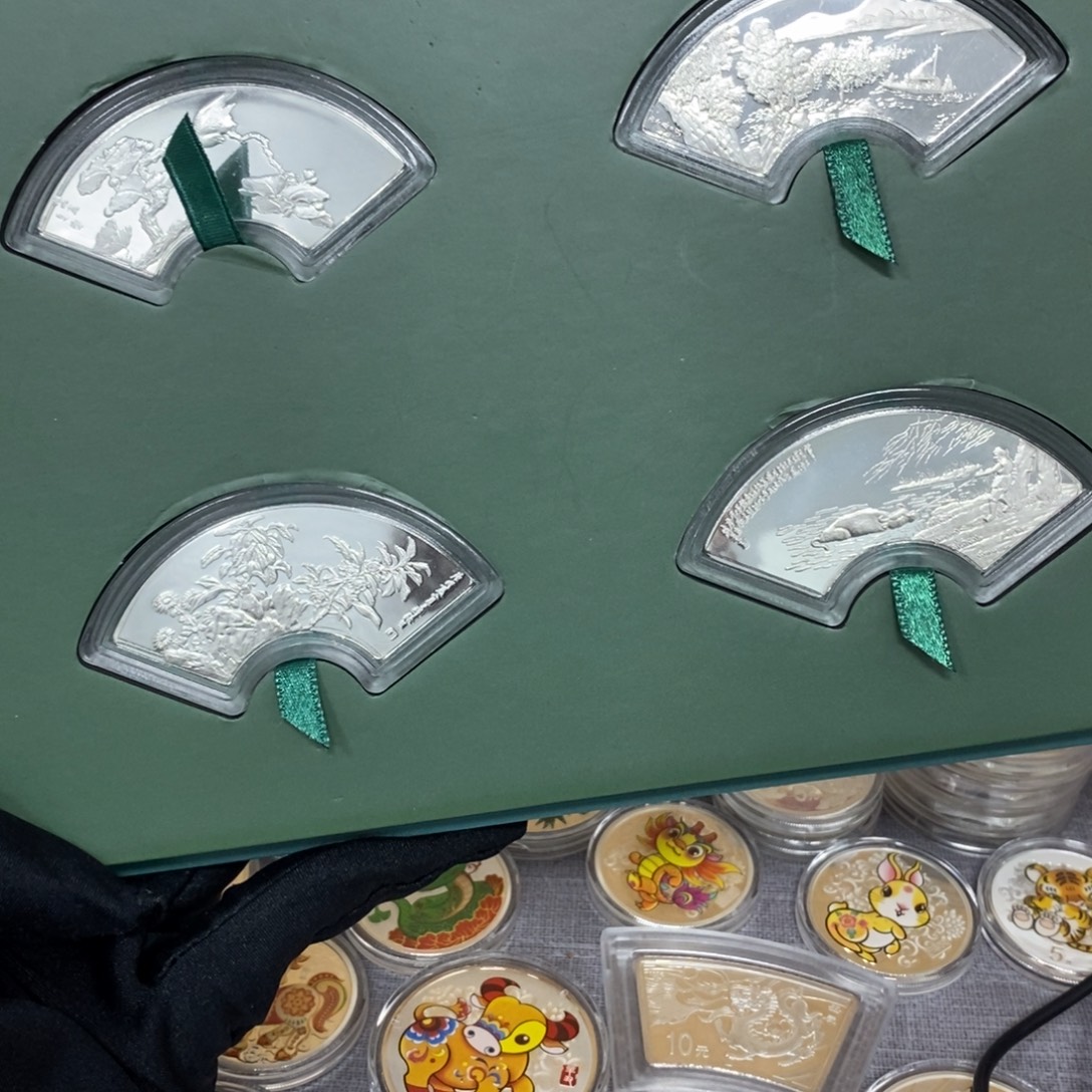 纯银1999明清扇面画原证盒