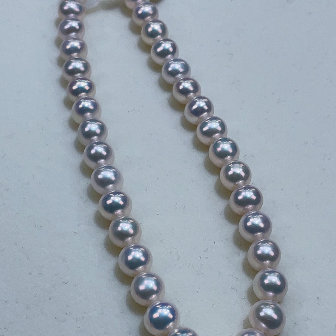 淡水珍珠颈饰银S925镶嵌7m金属光青光炫彩巨亮