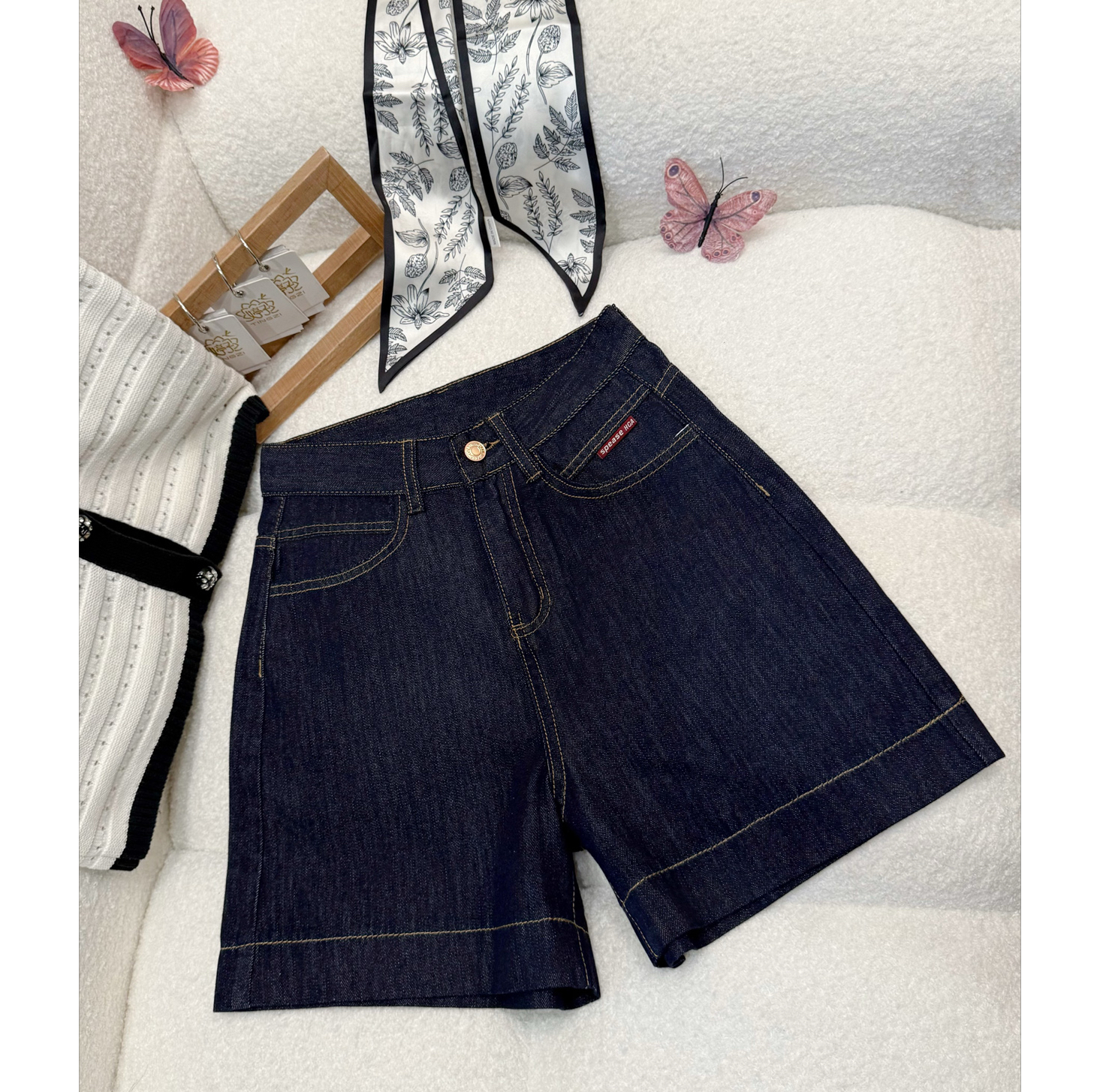 韩版夏季薄款休闲夏季中高腰牛仔短裤无弹力百搭短裤