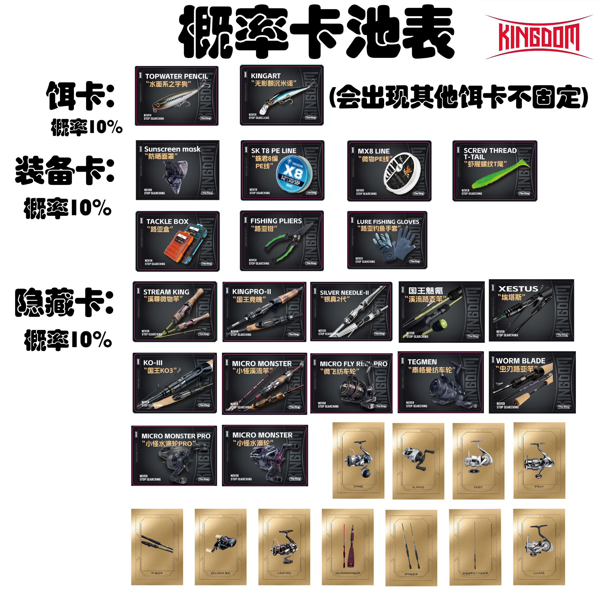 KINGDOM国王路亚卡牌盲盒卡牌