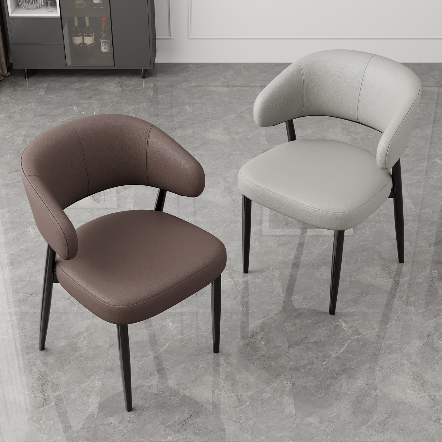 意式极简现代家用弹簧椅轻奢高级感餐厅椅子休闲室办公室化妆椅