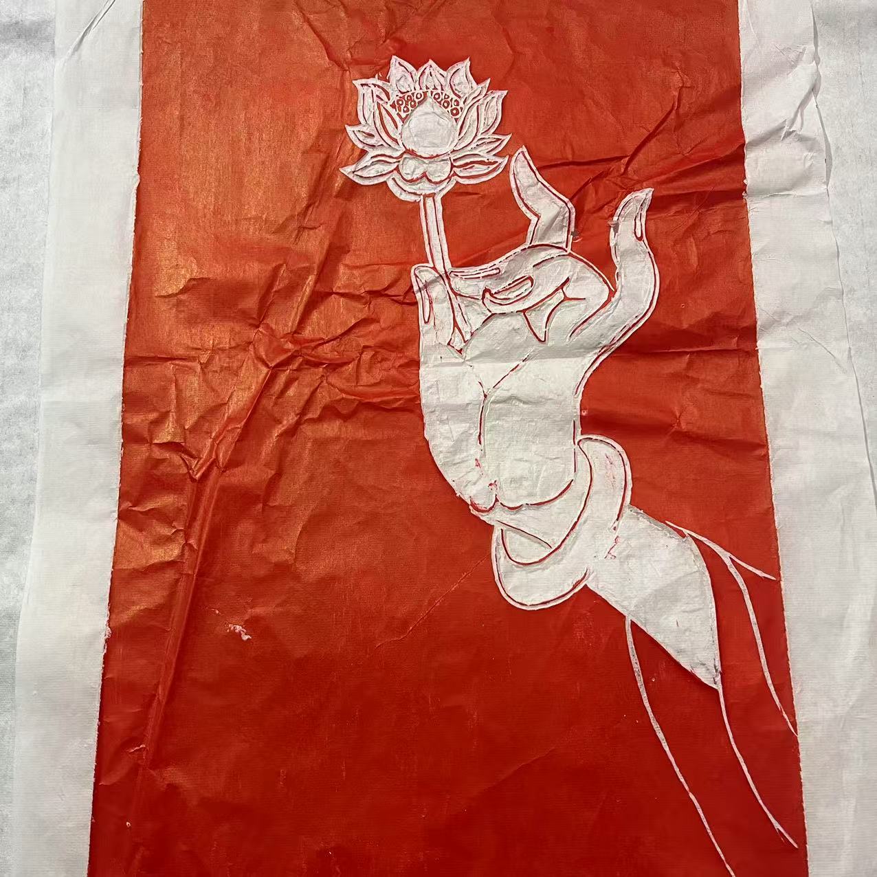 【拓石记】手工拓片  朱拓佛手 拓片画  拓印挂画  题跋软片  69/38