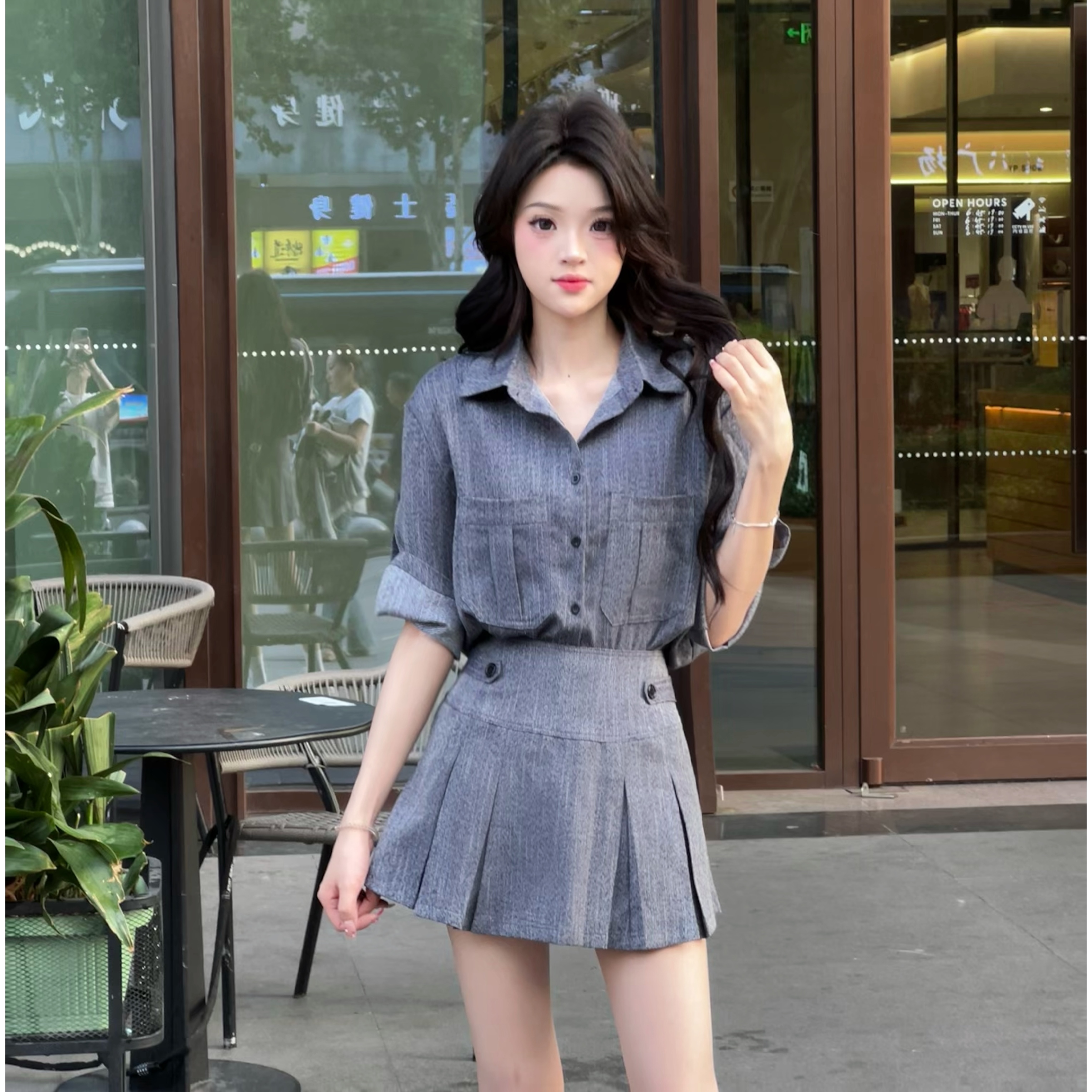 蔡小姐【两件套】2025夏季新款套装老钱风冷淡风高级感衬衫短裙