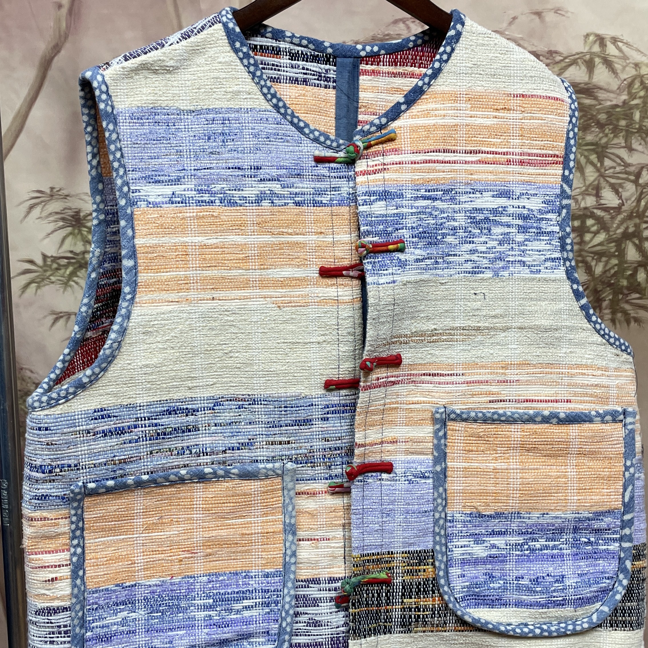 美姿老裂织布包边马甲