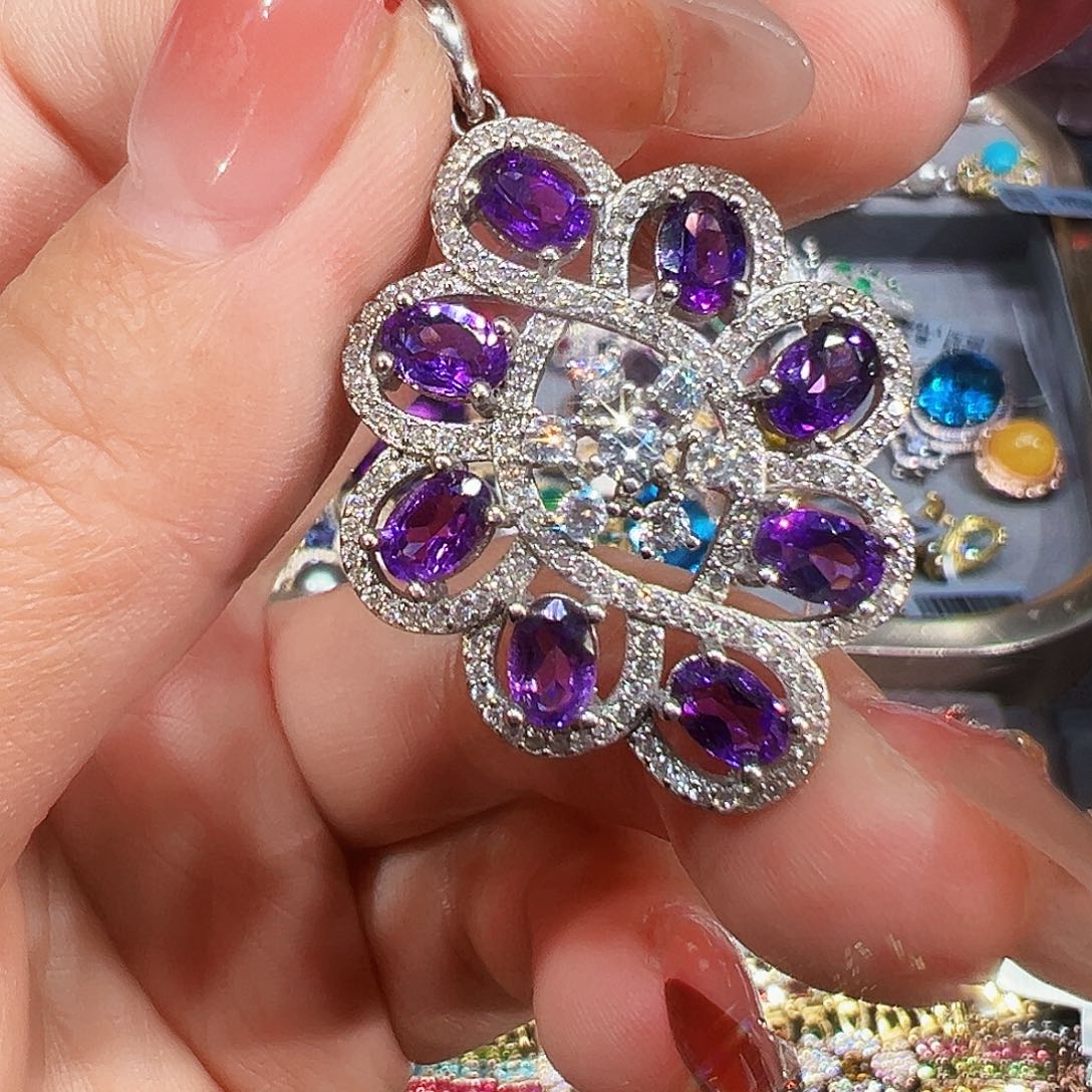 颈饰银S925镶嵌紫晶