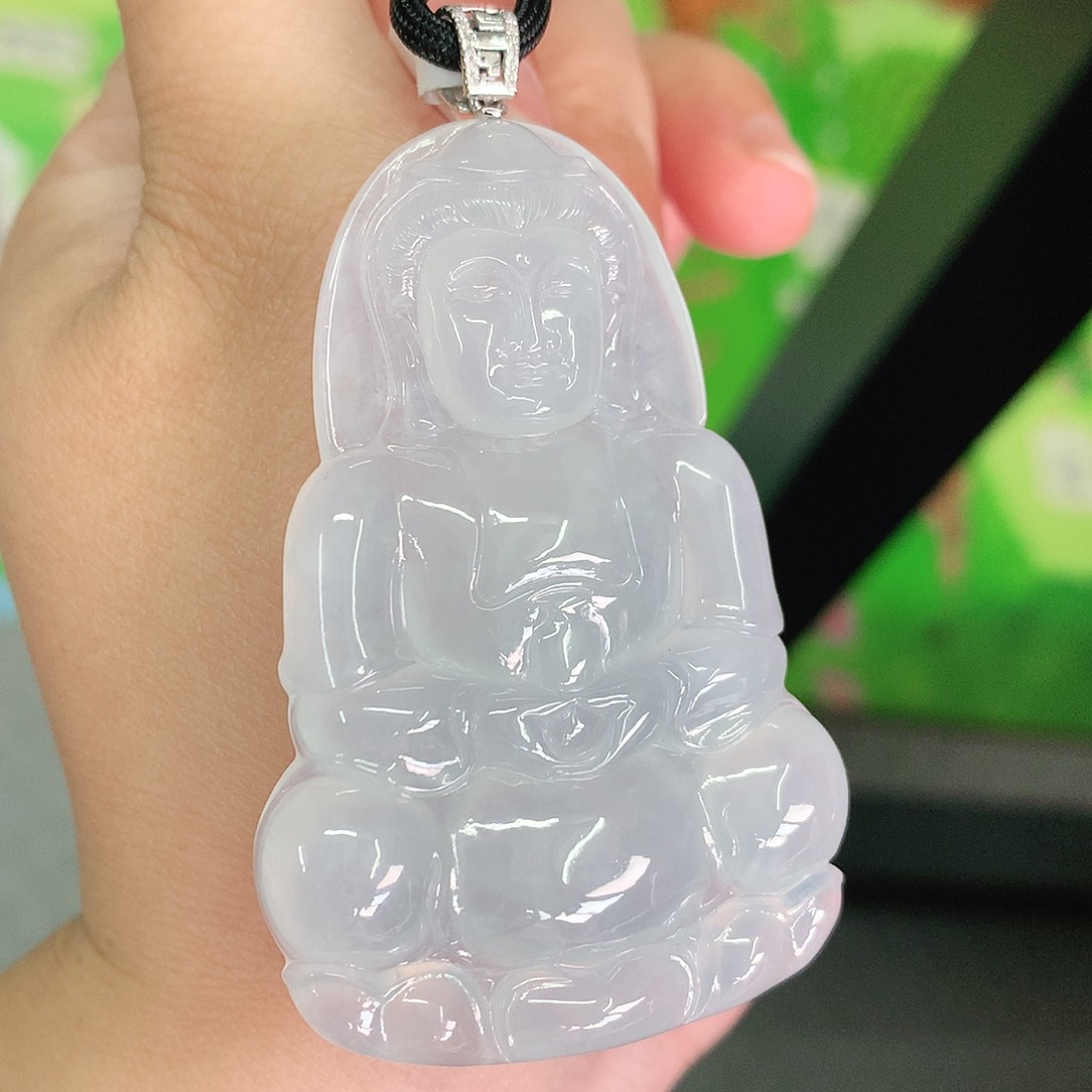 翡翠18K金镶嵌颈饰冰胶大观音60-39-6.2