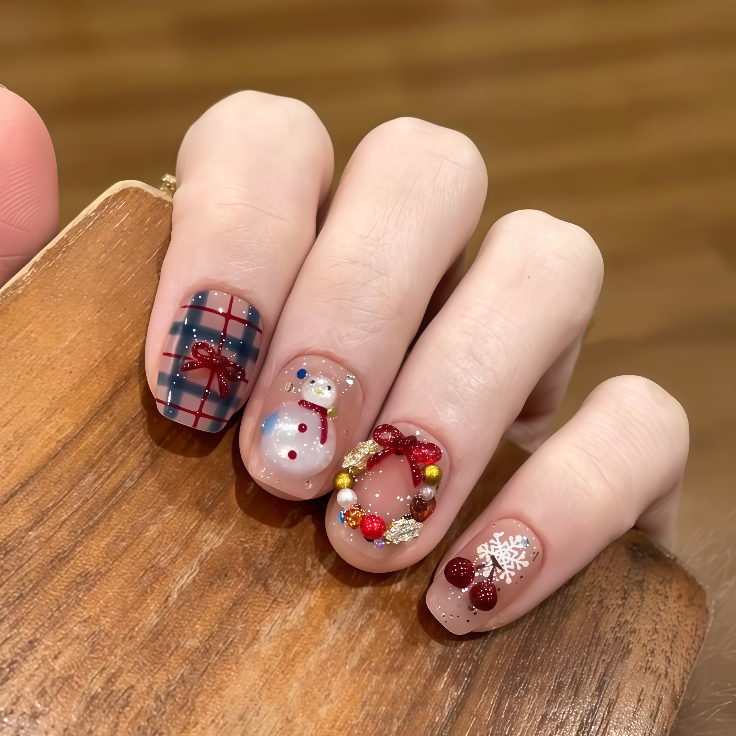 【圣诞派对】圣诞氛围感立体雪人可爱显白纯手工穿戴甲