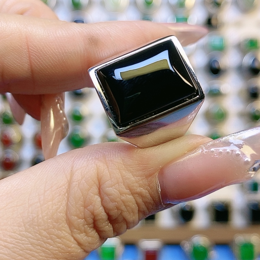 【闪购商品】玛瑙/玉髓戒指银S925镶嵌s***a