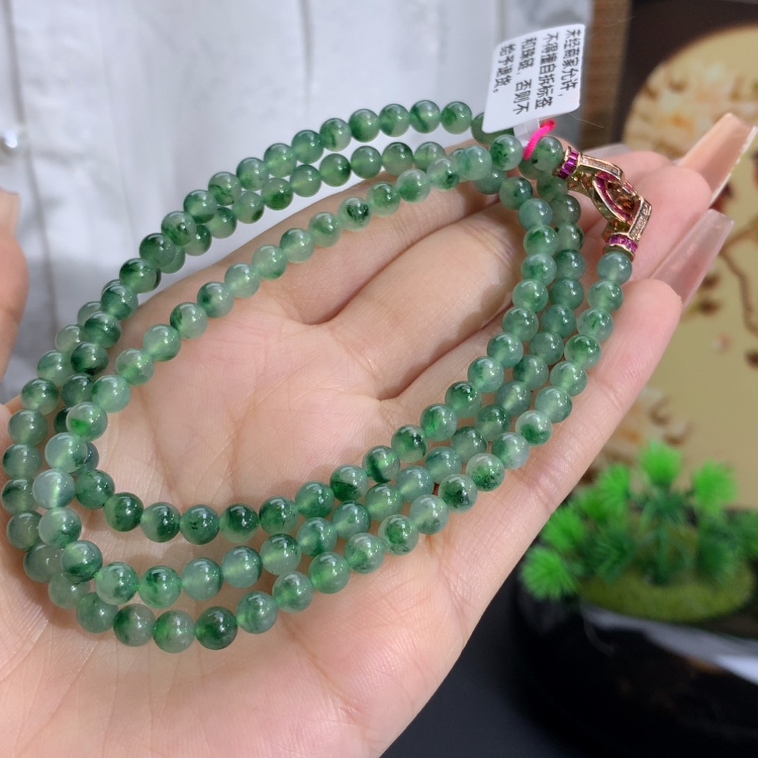 未镶嵌手链翡翠卡5.1冰胶飘绿花