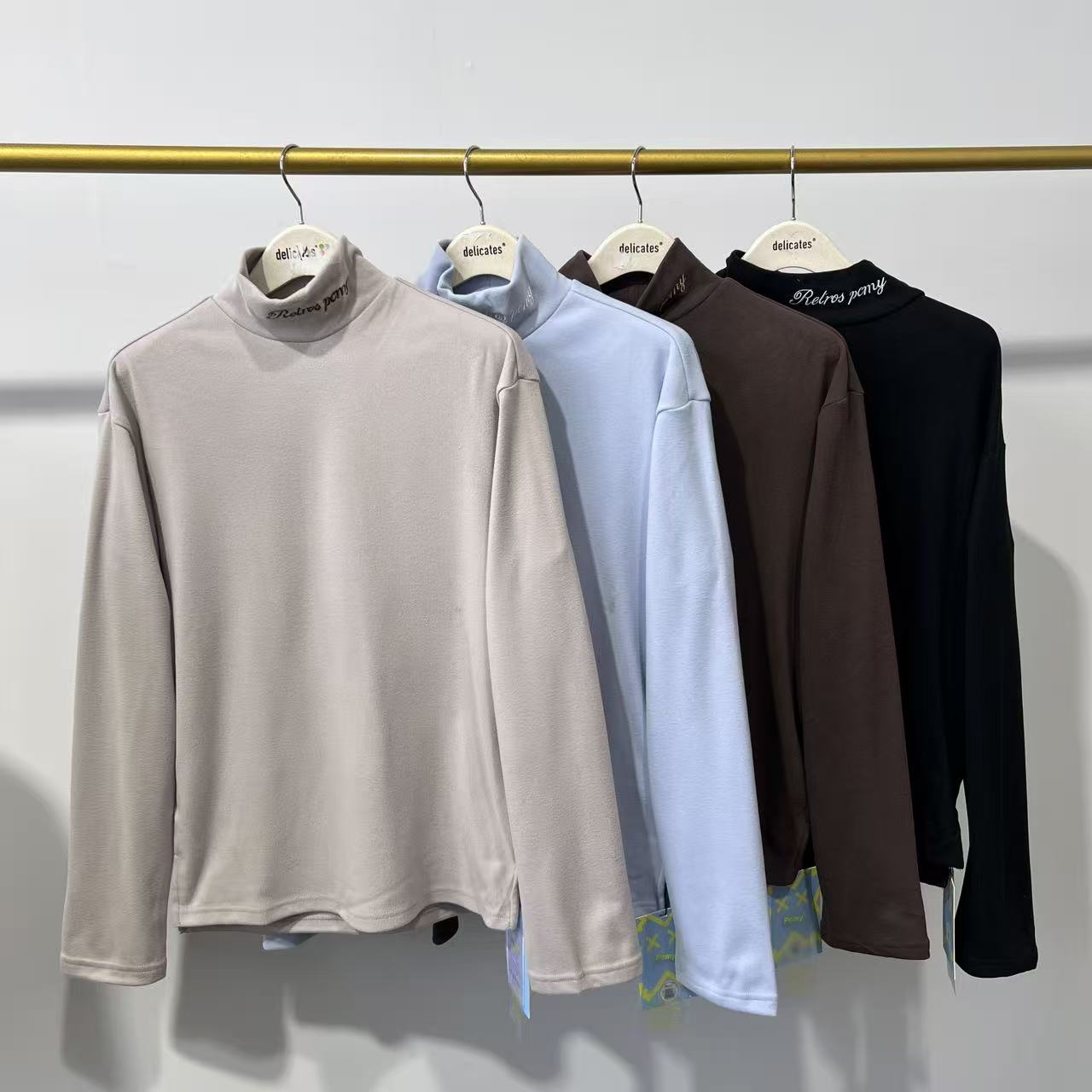 S-17-38 GZ 冬季男款四色高领刺绣保暖通勤内搭长袖打底衫 P1021