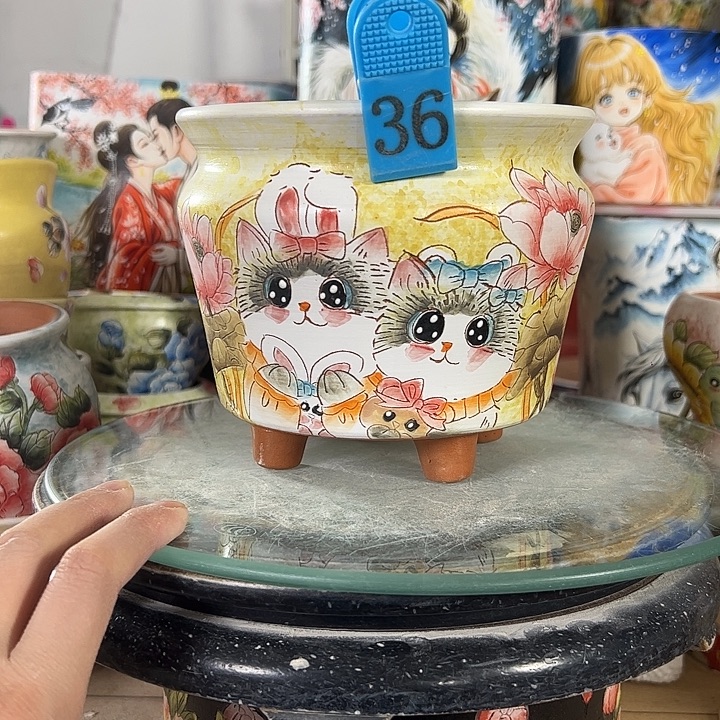 满38包邮 景德镇幸运花盆