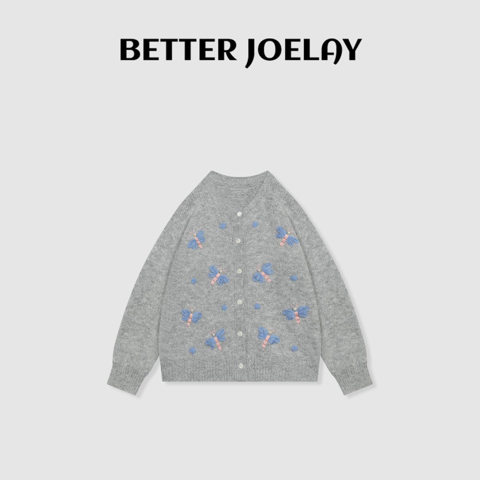 BETTER JOELAY-【流光蓝园】羊毛针织开衫毛衣个性慵懒风Z0938