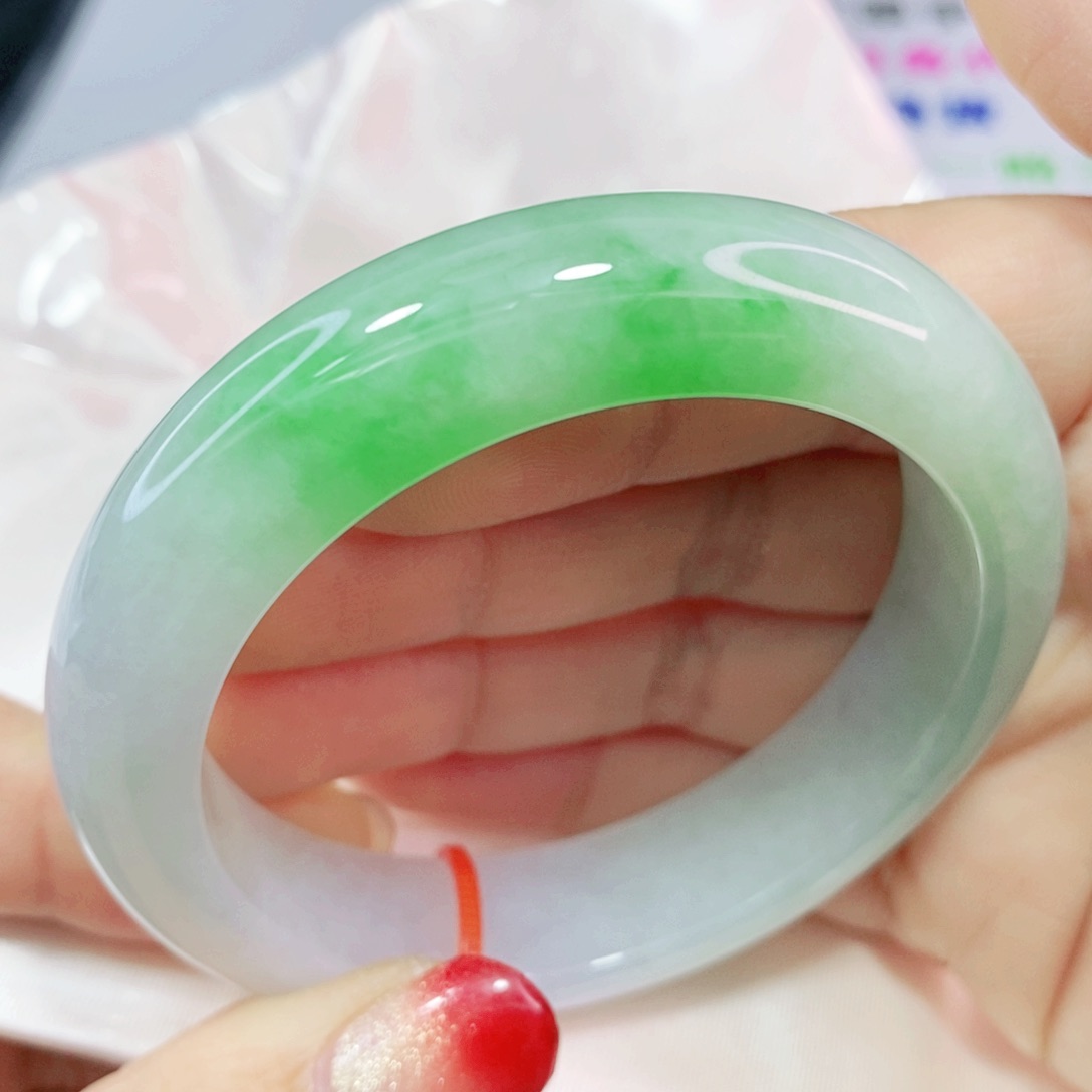 未镶嵌手镯翡翠53.6圈半山水冰润