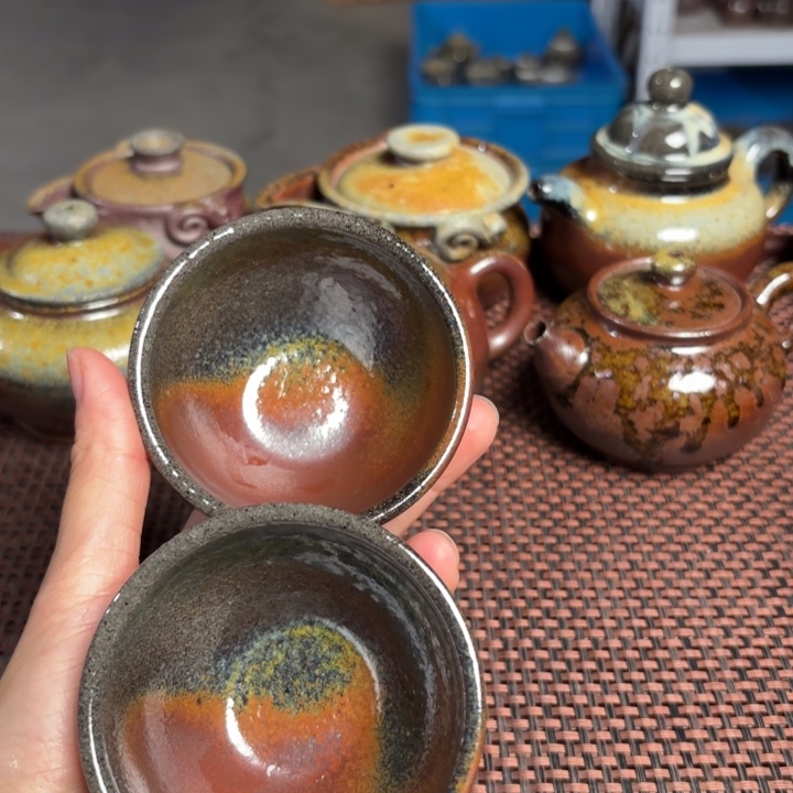 紫砂茶杯一对鸡心