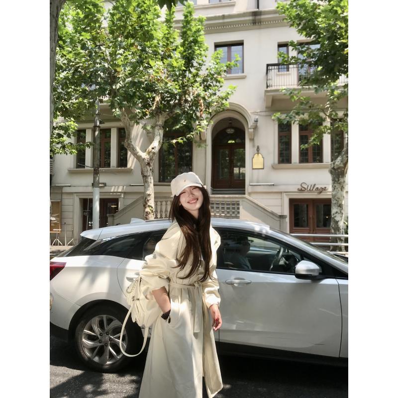 尹千金J【茉莉清茶】极简立领廓形长款秋季高级感风衣F257288