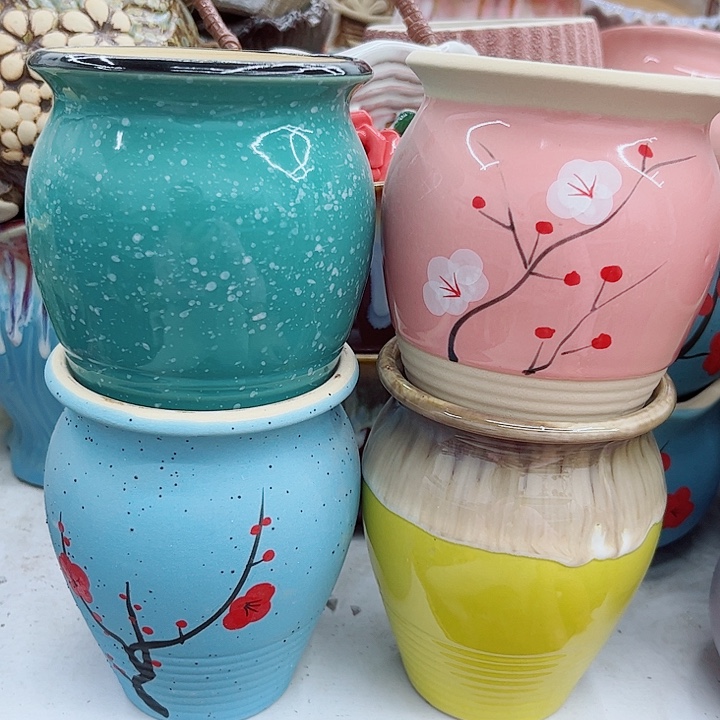 多肉绿植陶瓷花盆9.9包邮，有孔