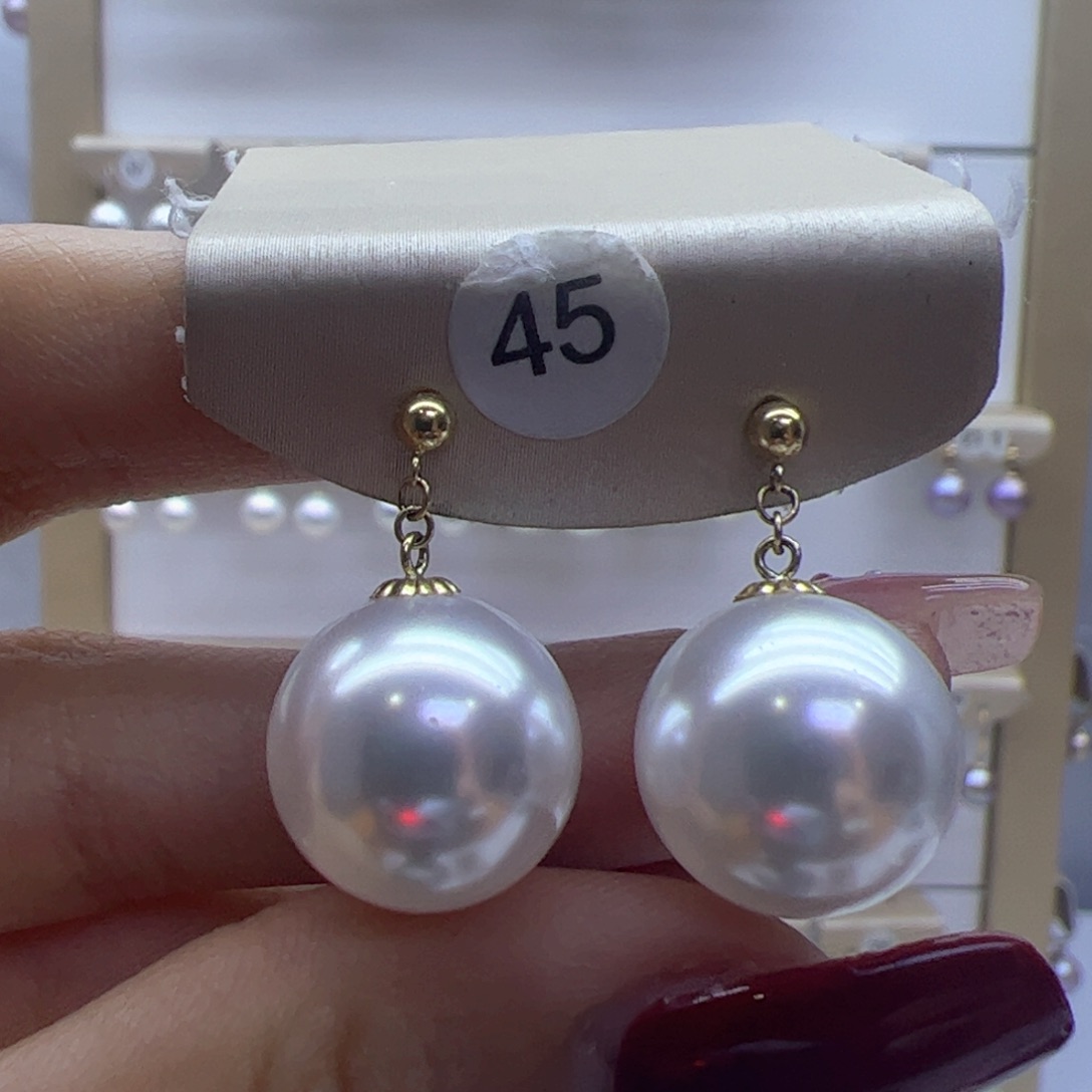 淡水珍珠耳饰18K金镶嵌