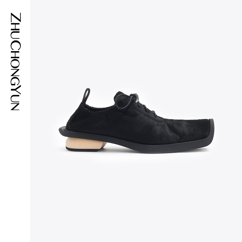 【官靴系列】ZHUCHONGYUN2023秋新款全粒面木跟女鞋C2DE34024