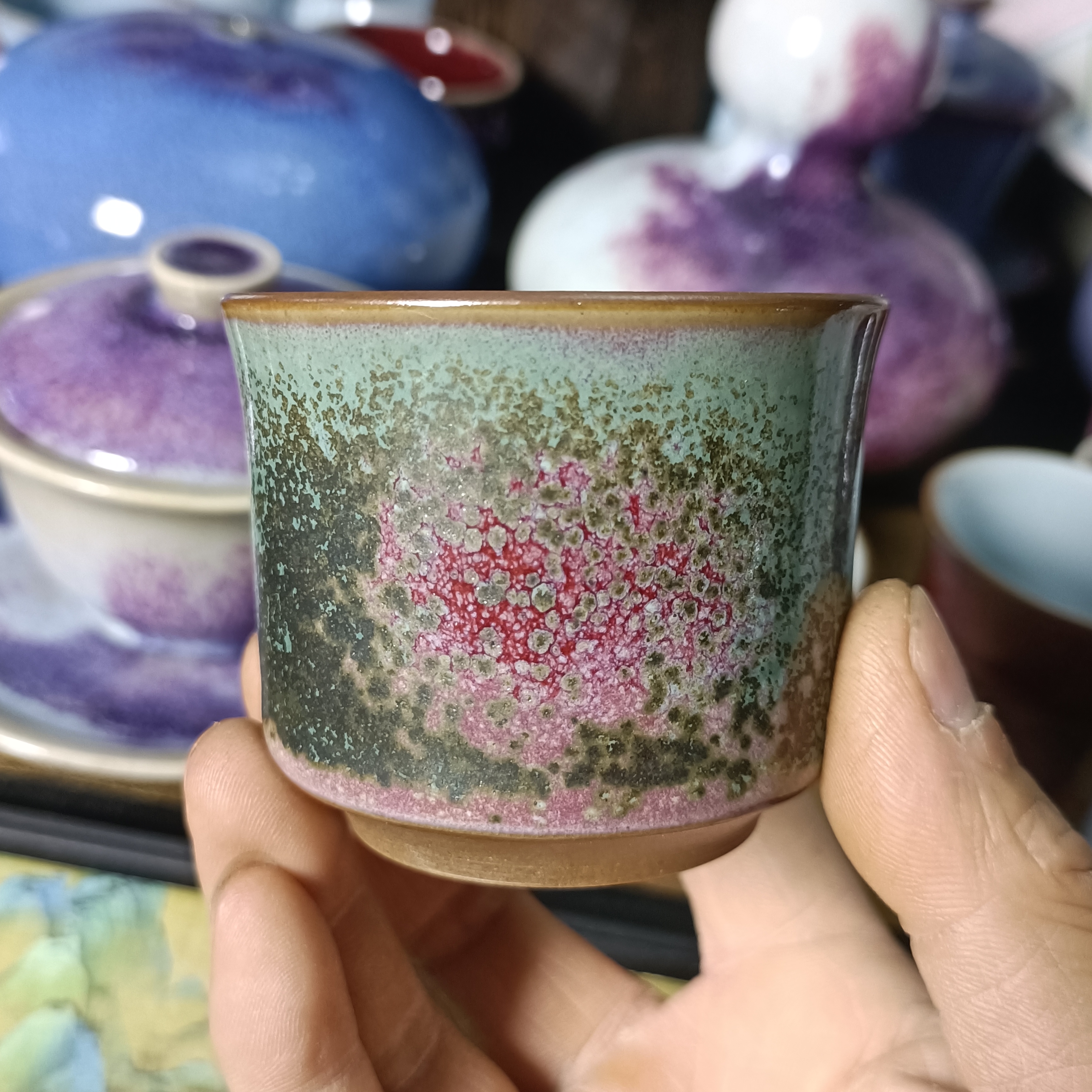 【092】钧瓷主人杯炉钧窑变釉