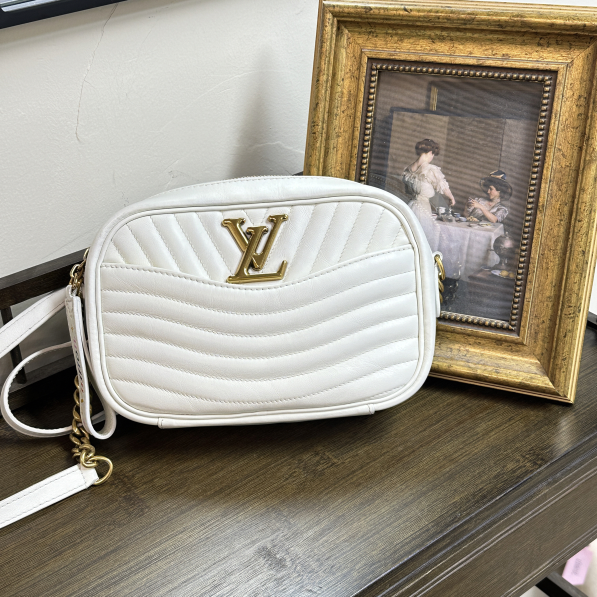 95新 LouisVuitton/路易威登 白金相机包链条