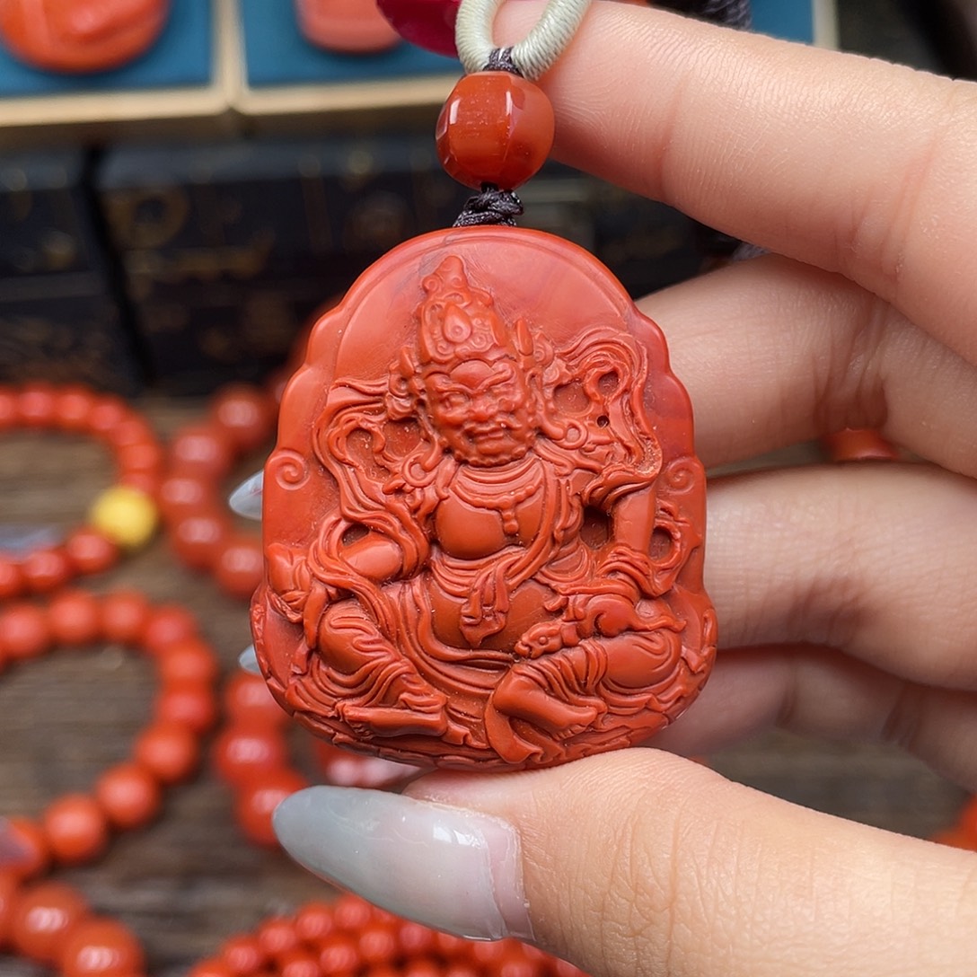 南红玛瑙未镶嵌吊坠(赠链)瓦西黄财神吊坠