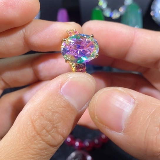 戒指银S925镶嵌红宝石