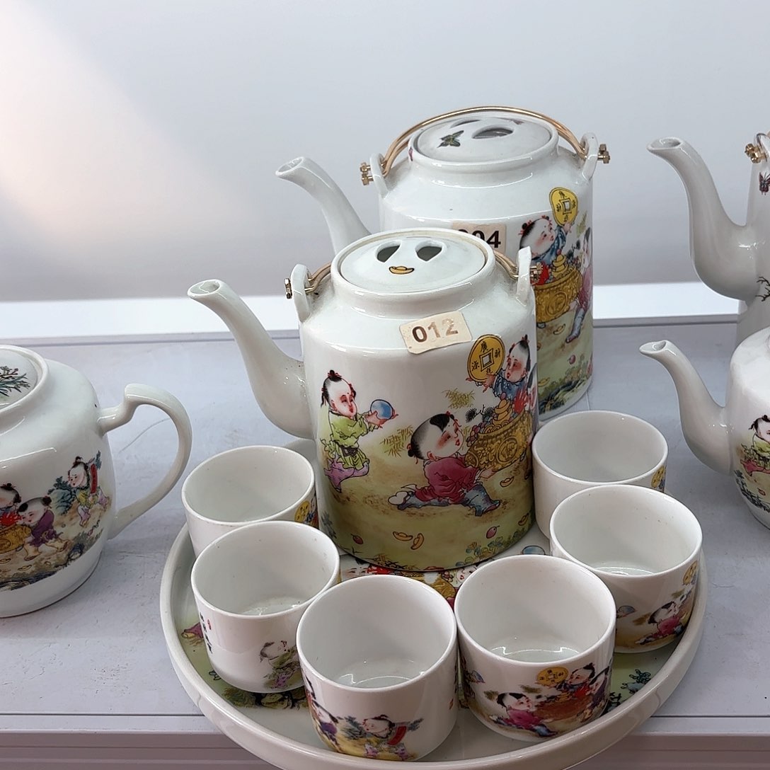 壶陶瓷招财进宝三斤➕六个杯子➕茶盘