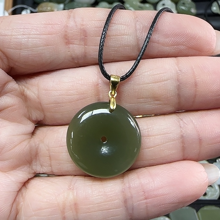 和田玉吊坠(不含链)银S925镶嵌