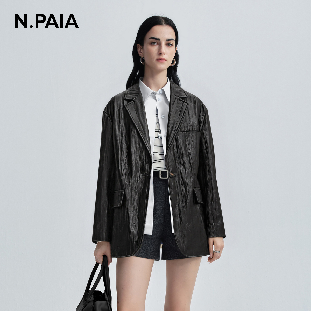 【双12】恩派雅新款时尚短外套休闲士黑色设计师外套XNKAP1105A