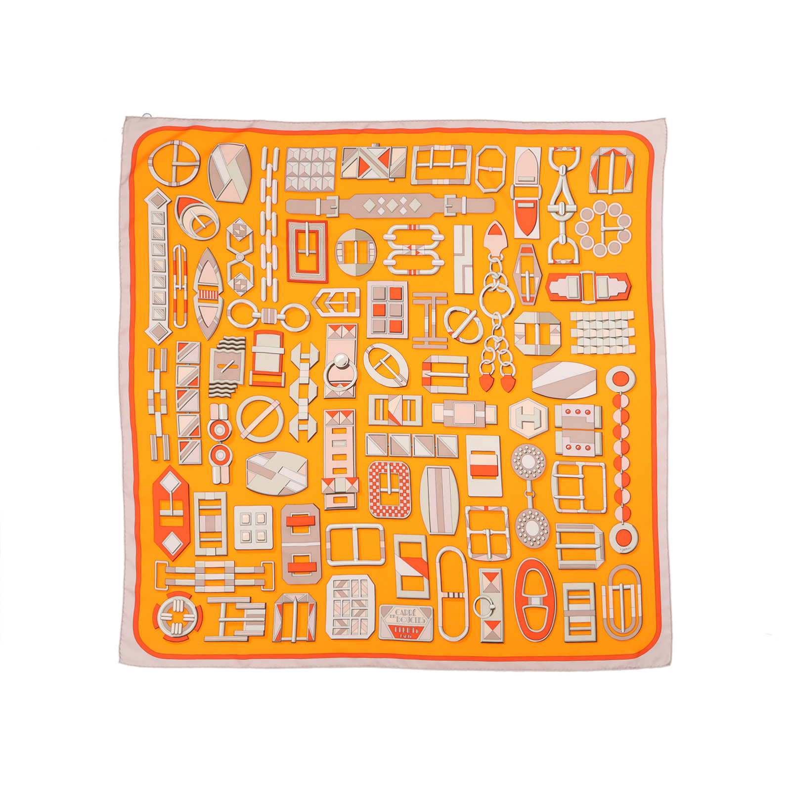 99新 Hermes/爱马仕 -188 小花攀攀 90X90CM 丝巾 拼色 桑蚕丝 