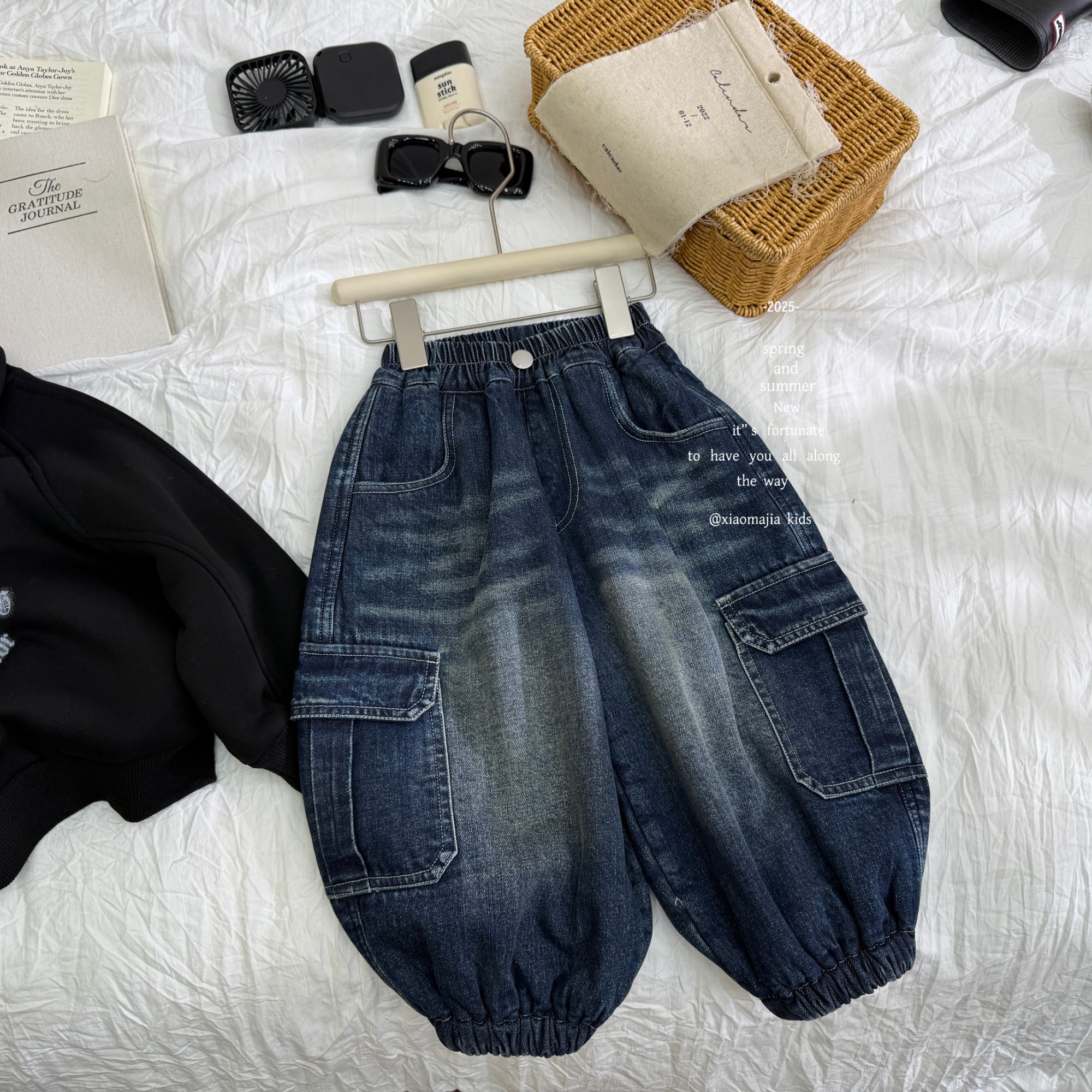 05现货-小马家冬款儿童加厚糕糕绒休闲牛仔裤7151老爹裤男女童