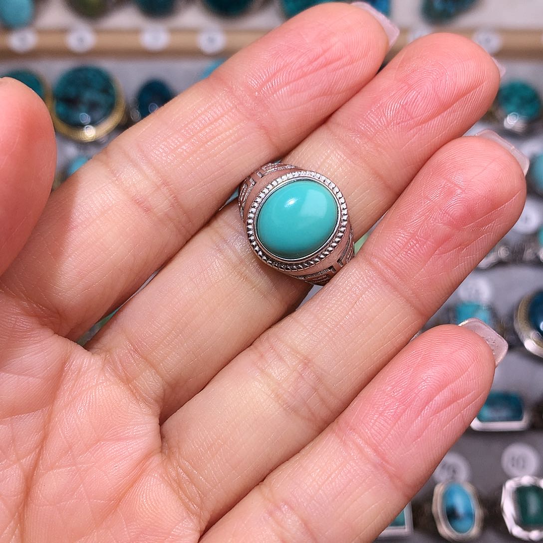 绿松石挂件银S925镶嵌