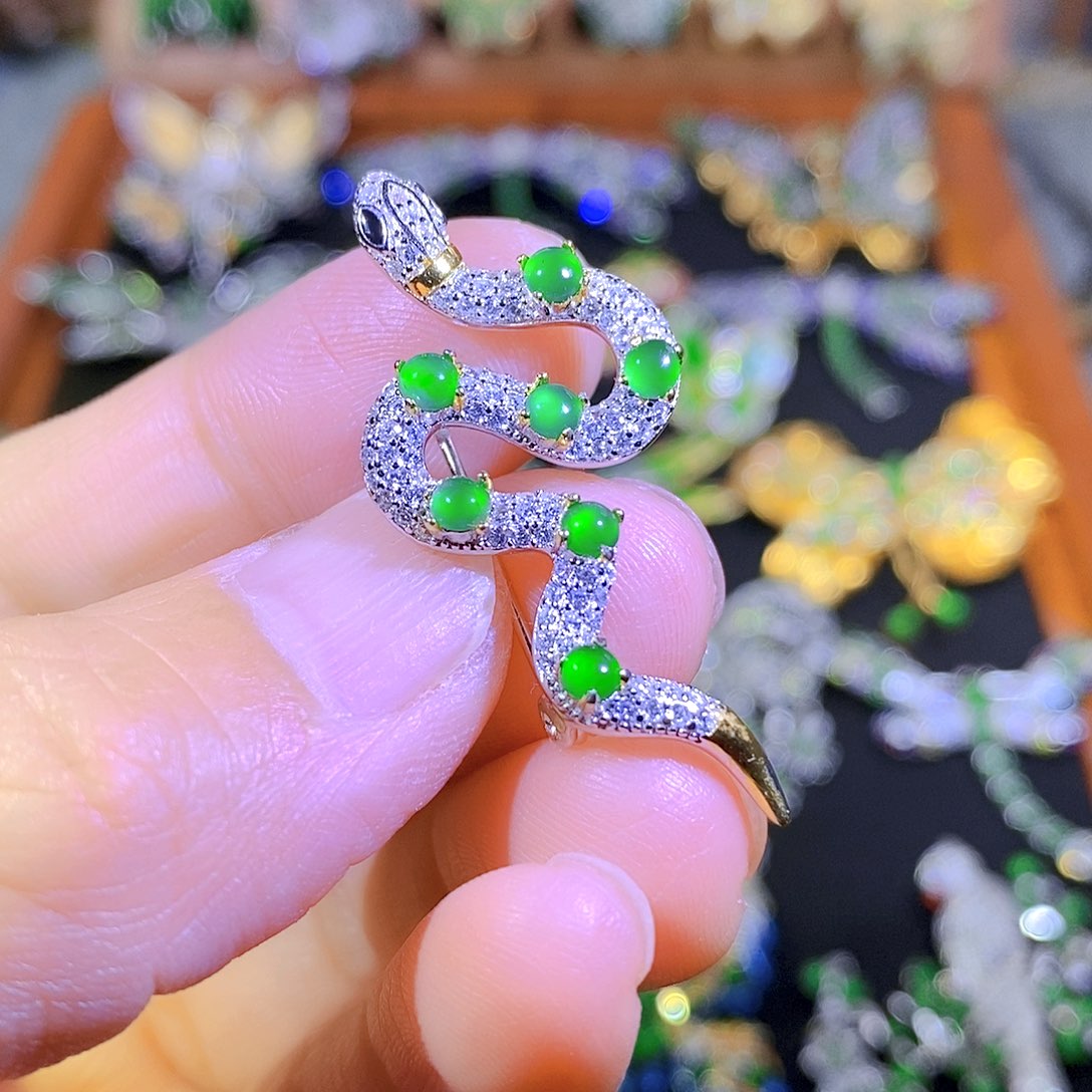 吊坠(不含链)银S925镶嵌翡翠