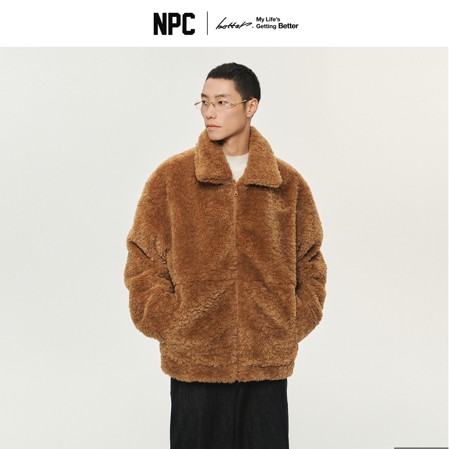 NPC潮牌仿羊毛绒翻领冬季短外套美拉德风情侣保暖户外NP5ATJ09