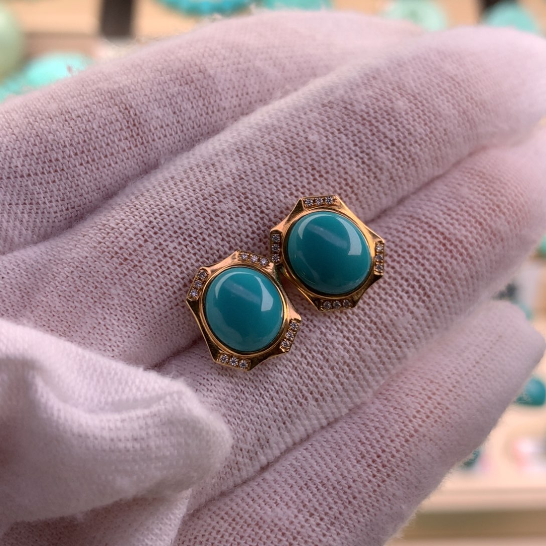 绿松石珠宝奇石18K金镶嵌善**念