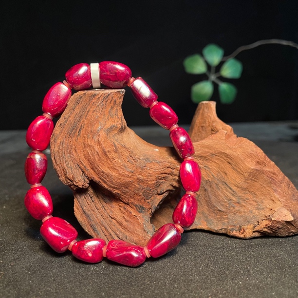 天然辰砂朱砂晶体手串男款全透70.3克