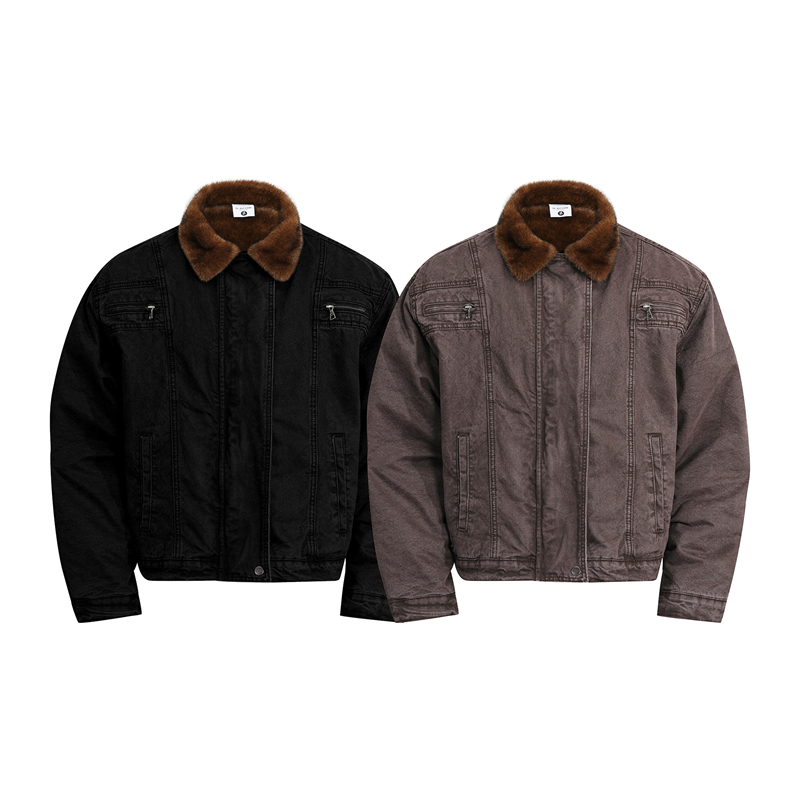 美式复古bomber老钱翻领夹克外套秋冬加绒加厚boxy短款工装外套