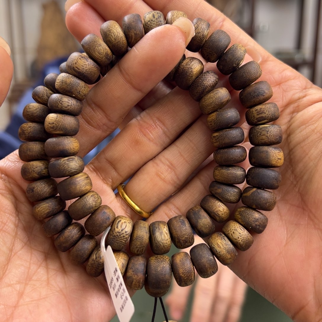 沉香手串夏**风张勺子算盘珠卡1.2/33g双圈