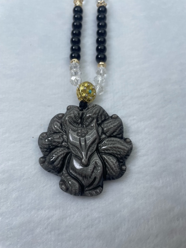 （晶禧）银曜石九尾狐吊坠情侣款